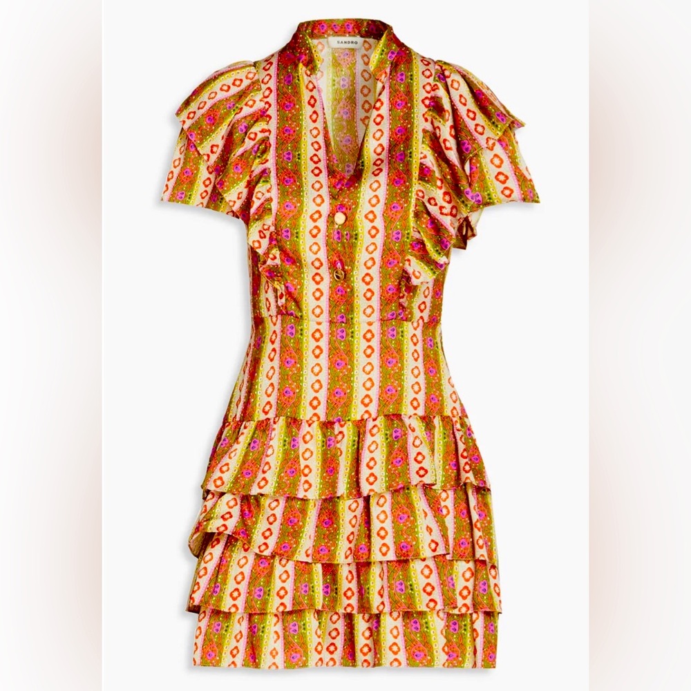 Sandro Multicolor Ruffle Dress